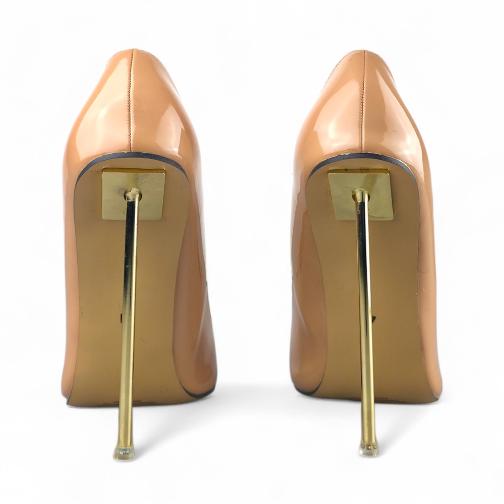 MAIERNISI Nude Patent 5.5" Gold Stiletto Pumps - Size 41 (US 10) - Picture 3 of 4